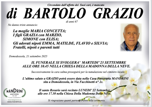 Di Bartolo Grazio di anni 67