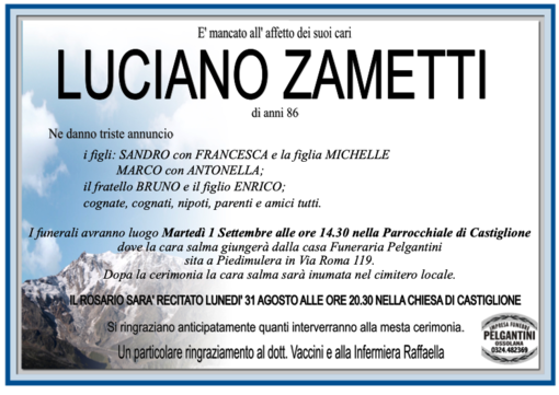 Luciano Zametti di anni 86 Luciano Zametti di anni 86