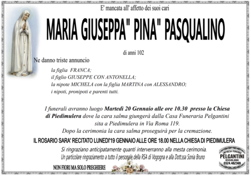 Maria Giuseppa Pasqualino di anni 102