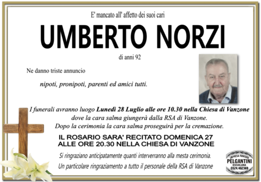 Norzi Umberto 92 anni