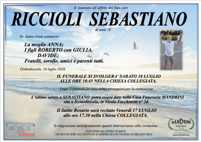 Riccioli Sebastiano di anni 78