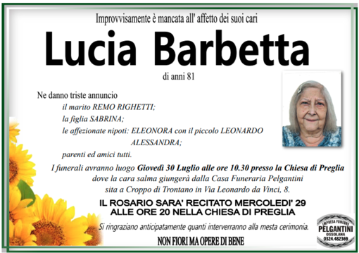 Lucia Barbetta di anni 81