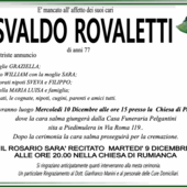 Osvaldo Rovaletti di anni 77