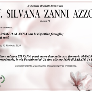 Prof. Silvana Zanni Azzoni di anni 74