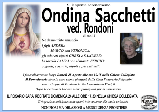Ondina Sacchetti ved. Rondoni 81 anni