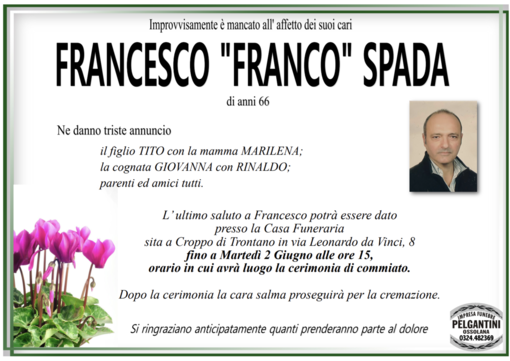 Francesco Spada di anni 66 Francesco Spada di anni 66
