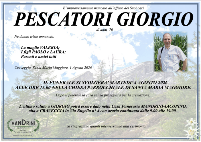 Pescatori Giorgio di anni 70