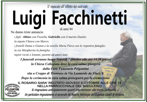 Luigi Facchinetti di anni 84