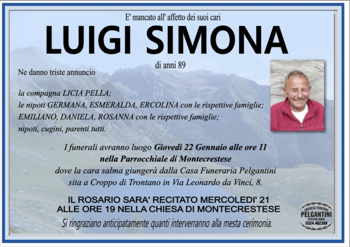 Luigi Simona di anni 89