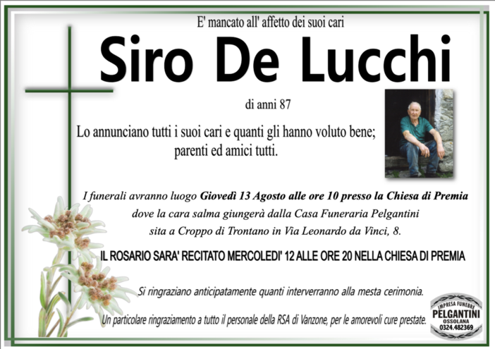 Siro De Lucchi di anni 87