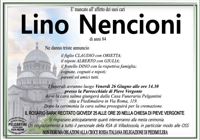Lino Lencioni di anni 84