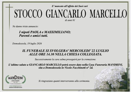 Stocco Giancarlo Marcello di anni 81 Stocco Giancarlo Marcello di anni 81