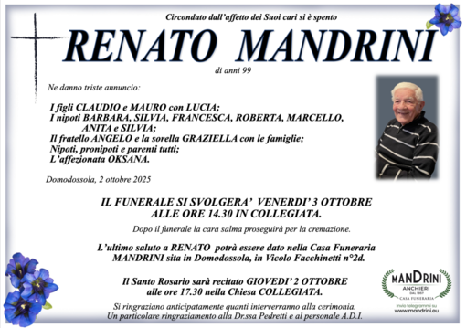 Renato Mandrini di anni 99