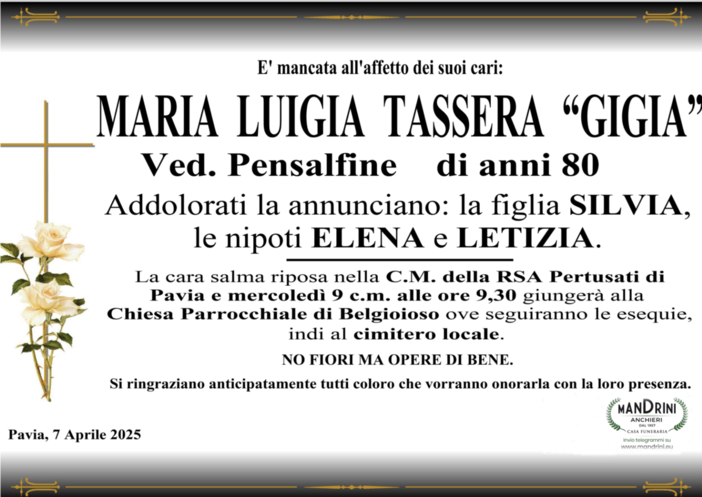 Maria Luigia Tassera &quot;Gigia&quot; ved. Pensalfine di anni 80