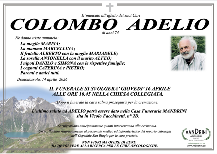 Colombo Adelio di anni 74