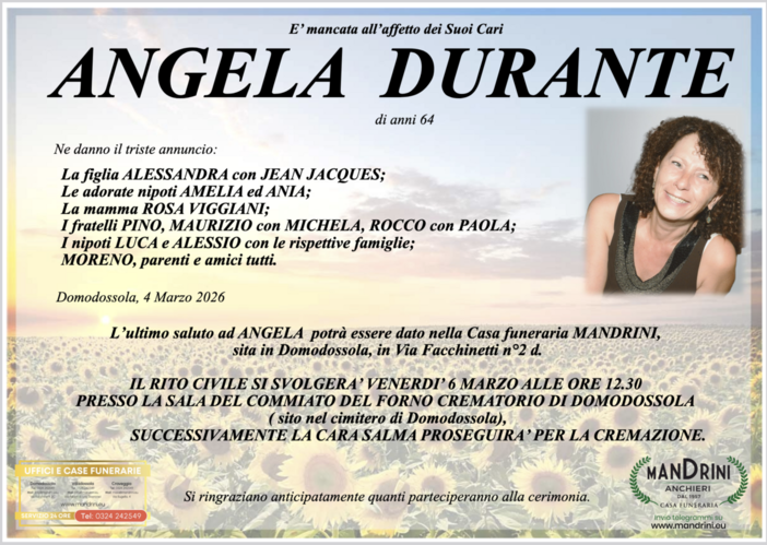 Angela Durante di anni 64