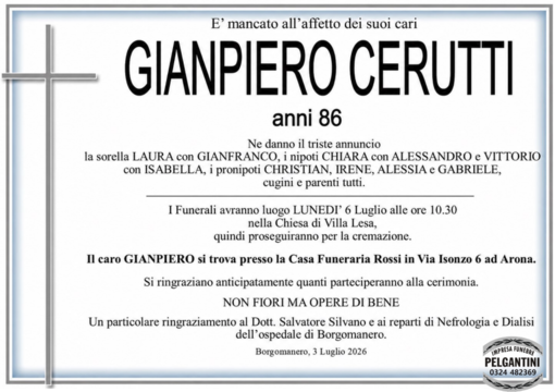 Gianpiero Cerutti di anni 86 Gianpiero Cerutti di anni 86