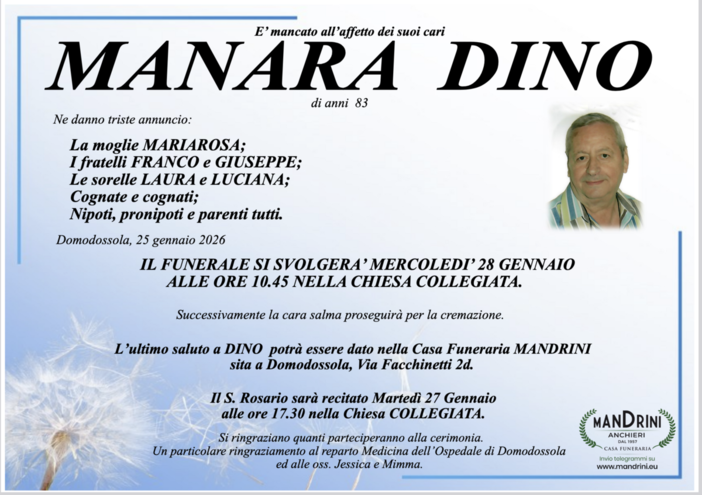 Manara Dino di anni 83