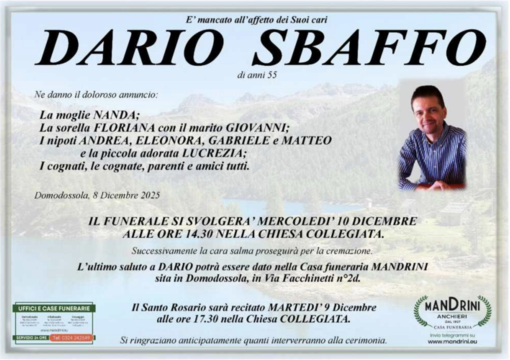 Dario Sbaffo di anni 55