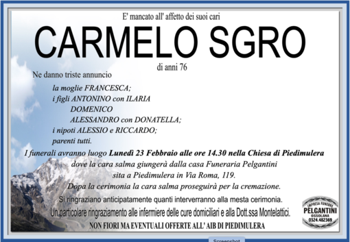 Carmelo Sgro di anni 76