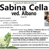 Sabina Cella ved. Albano di anni 89