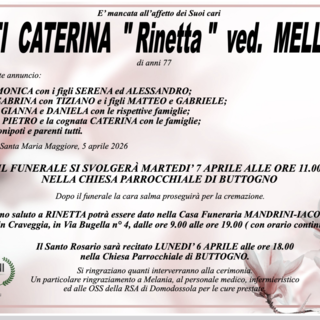 Gotti Caterina "Rinetta" ved. Mellerio di anni 77