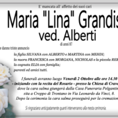 Maria "Lina" Grandis ved. Alberti di anni 87
