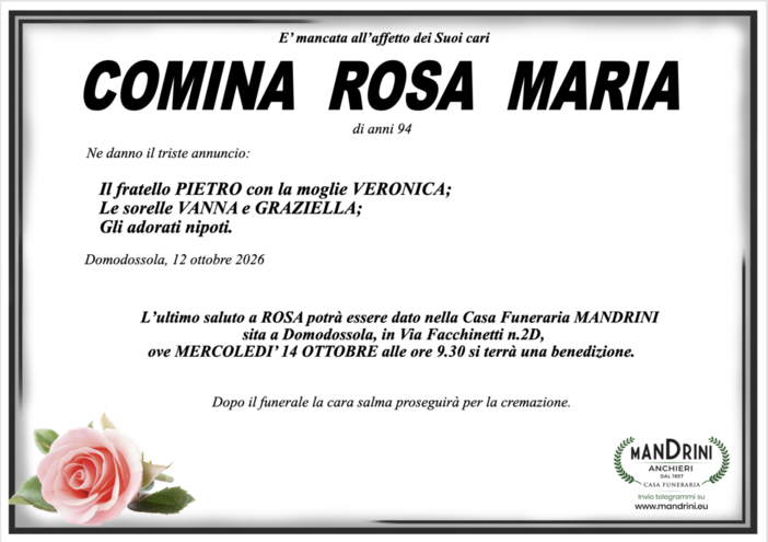Comina Rosa Maria di anni 94