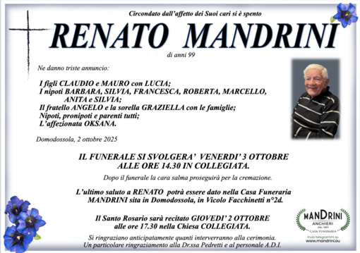 Renato Mandrini di anni 99 Renato Mandrini di anni 99
