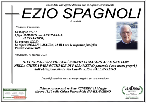 Ezio Spagnoli di anni 84