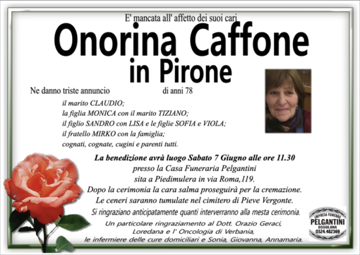 Onorina Caffone in Pirone di anni 78