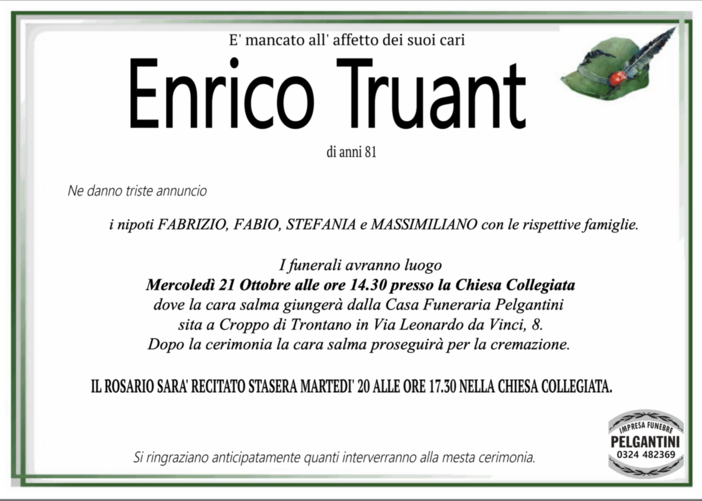 Enrico Truant di anni 81
