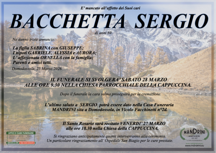 Bacchetta Sergio di anni 69