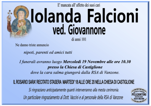 Iolanda Falcioni ved. Giovannone di anni 101