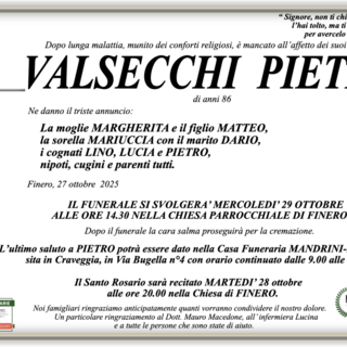 Valsecchi Pietro di anni 86
