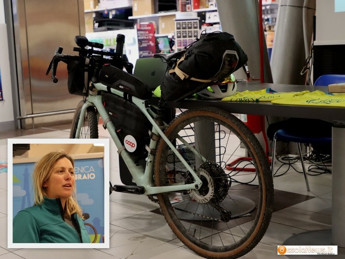 Tappa a Crevoladossola per Silvia Gottardi, impegnata nella 'pedalata sostenibile' tra Parigi e Cortina Tappa a Crevoladossola per Silvia Gottardi, impegnata nella 'pedalata sostenibile' tra Parigi e Cortina