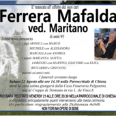 Ferrera Mafalda ved. Maritano di anni 95 Ferrera Mafalda ved. Maritano di anni 95