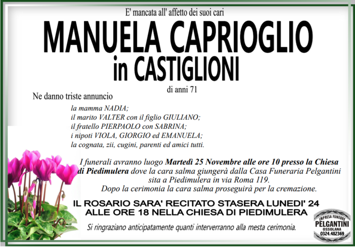 Manuela Caprioglio di anni 71