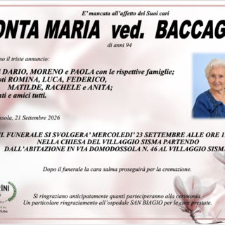 Ponta Maria ved. Baccaglio di anni 94