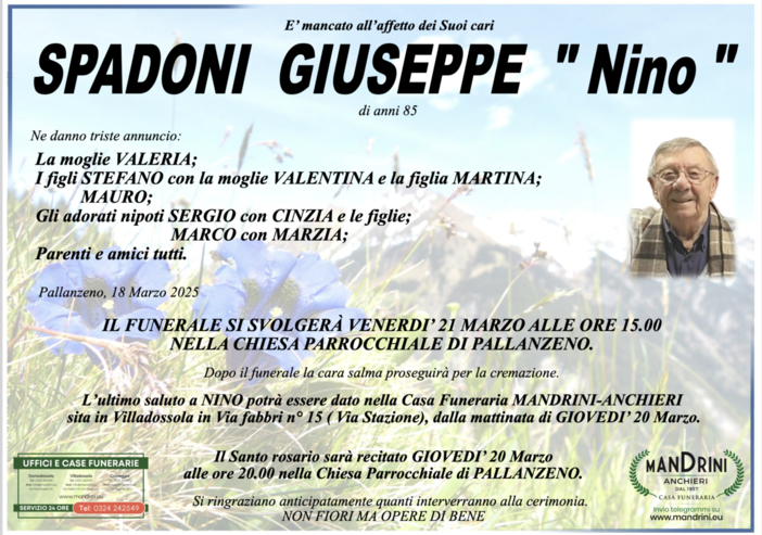 Spadoni Giuseppe &quot;Nino&quot; di anni 85