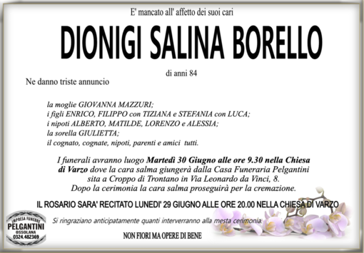 Dionigi Salina Borello di anni 84