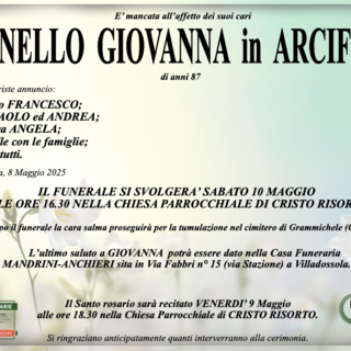 Tornello Giovanna in Arcifera 87 anni
