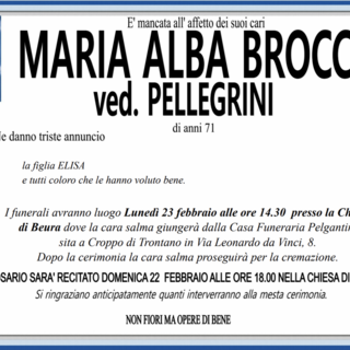 Maria Alba Brocca ved. Pellegrini di anni 71