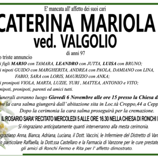 Caterina Mariolaved. Valgolio di anni 97 Caterina Mariolaved. Valgolio di anni 97