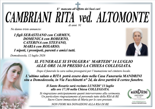 Cambriani Rita ved. Altomonte di anni 91 Cambriani Rita ved. Altomonte di anni 91