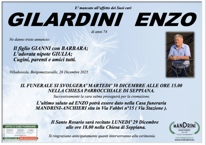 Gilardini Enzo di anni 74