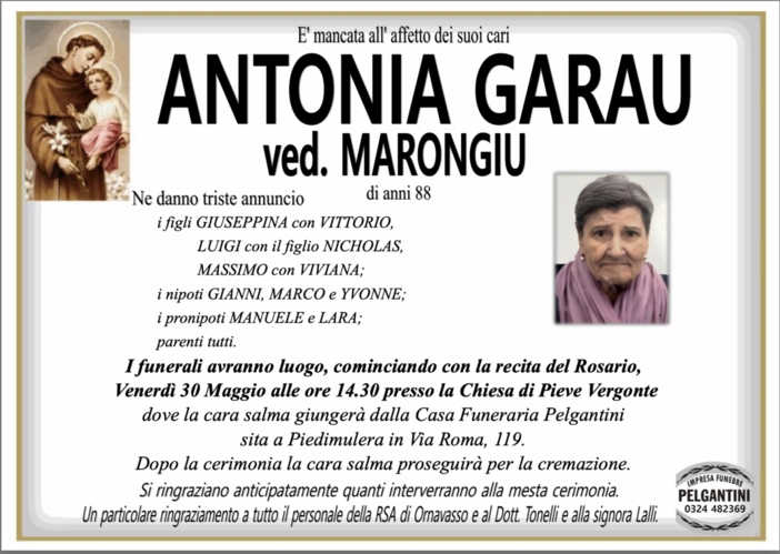 Antonia Garau ved. Marongiu 88 anni