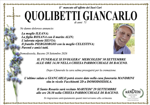 Quolibetti Giancarlo di anni 71