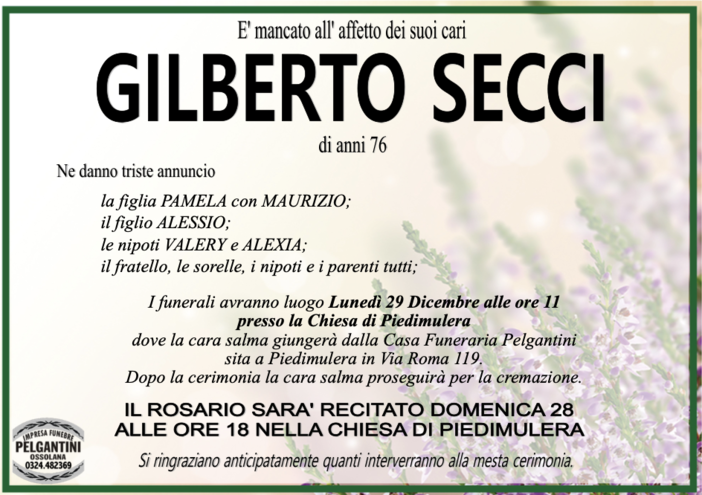 Gilberto Secci 76 anni