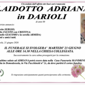 Laidotto Adriana in Darioli di anni 88 Laidotto Adriana in Darioli di anni 88